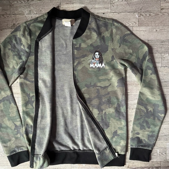 Spooky Mama, Coffee & Halloween Theme, Camo Bomber Style Jacket - Picture 6 of 16